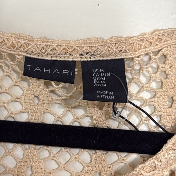 Tahari Tan crochet Maxi Dress/ beach cover up - Picture 3 of 6